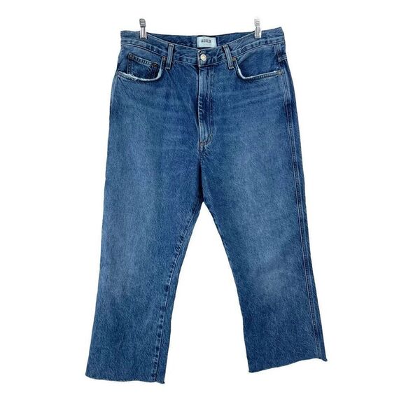 AGOLDE Pinch Waist‎ High Rise Kick cropped jeans Size 31 raw frayed hem - Picture 1 of 10